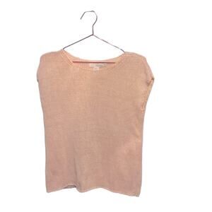 DKNY pure linen blend pale pink peach knit sleeveless sweater size large
